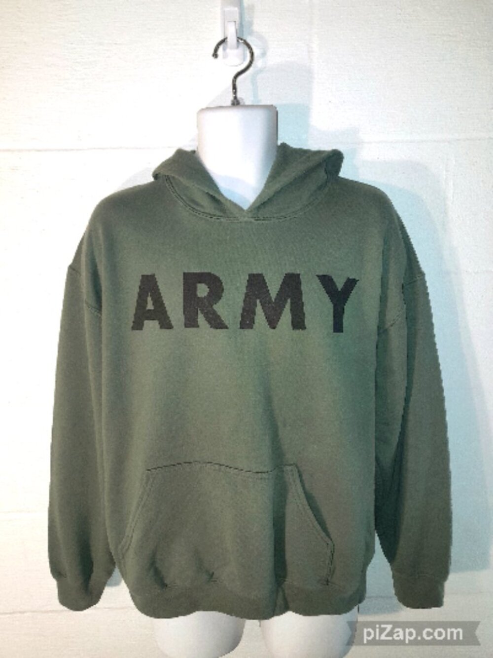 ARMY Adult Size Large Army Hooded Sweatshirt Classic Green Black Cotton Hoodie